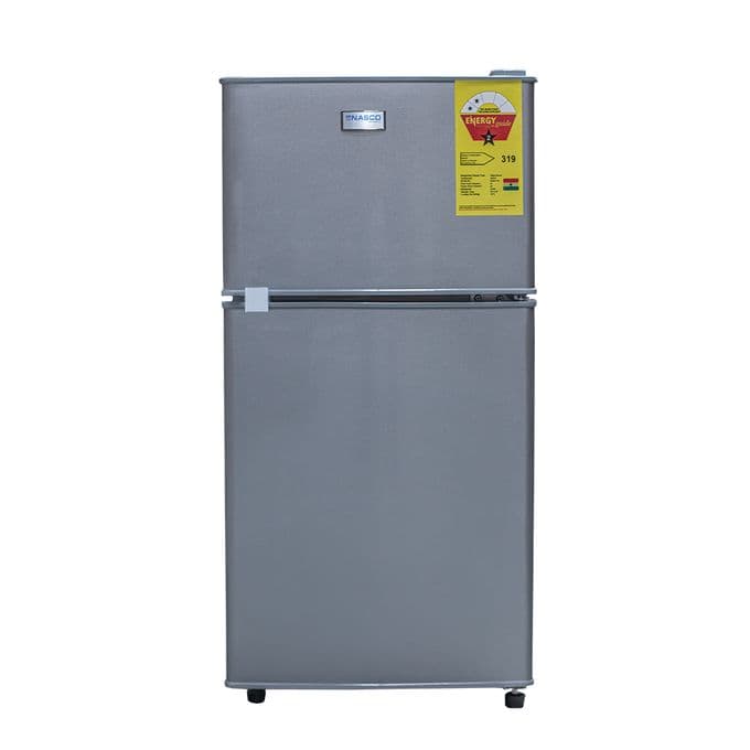 Nasco 112L Table Top Double Door Top Mount Refrigerator – Silver (NASF2-13FL)